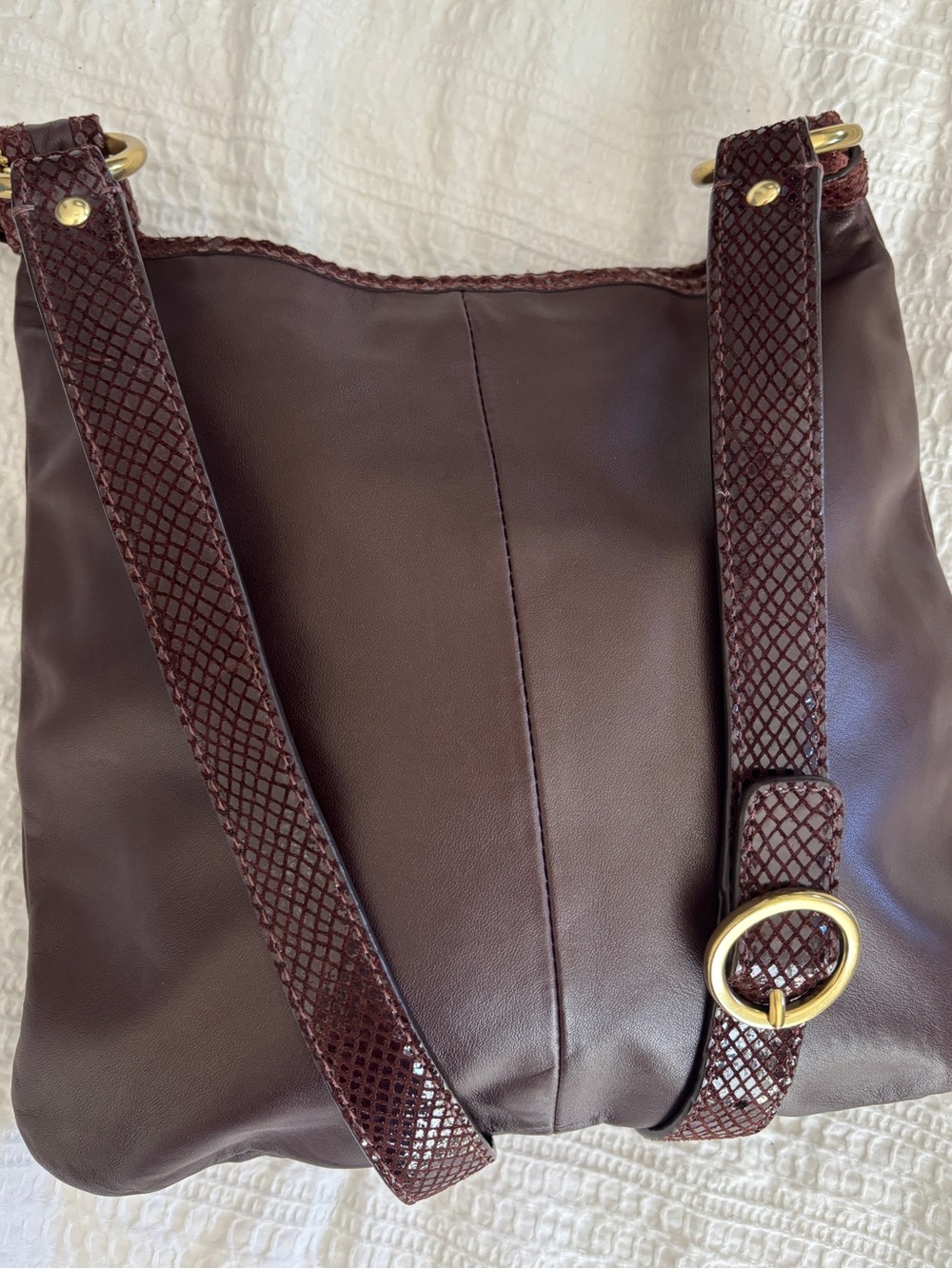 Coach Penelope Chocolate Brown Gold Hardware Snakeskin Lining with Snakeskin Tag - Picture 7 of 9